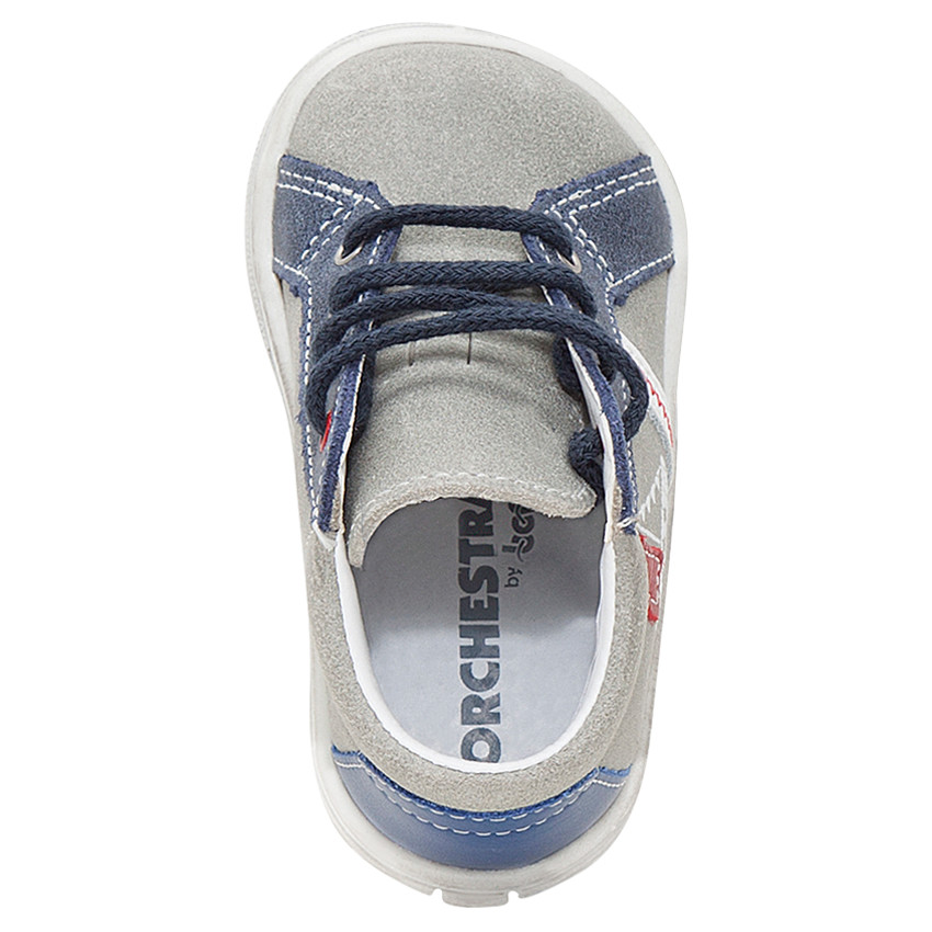 Bottillons en cuir suédé à lacets print bateau 