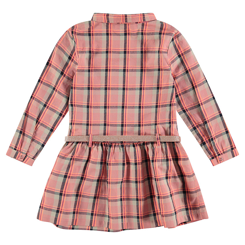 Robe manches longues à carreaux avec ceinture pailletée amovible 