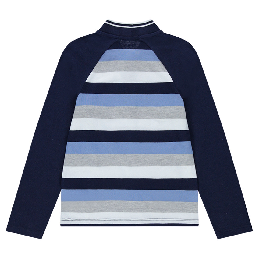 Junior - Polo manches longues en jersey avec rayures contrastées et zip 