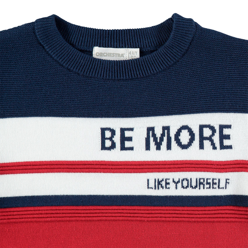 Pull en tricot ottoman avec inscriptions en jacquard 