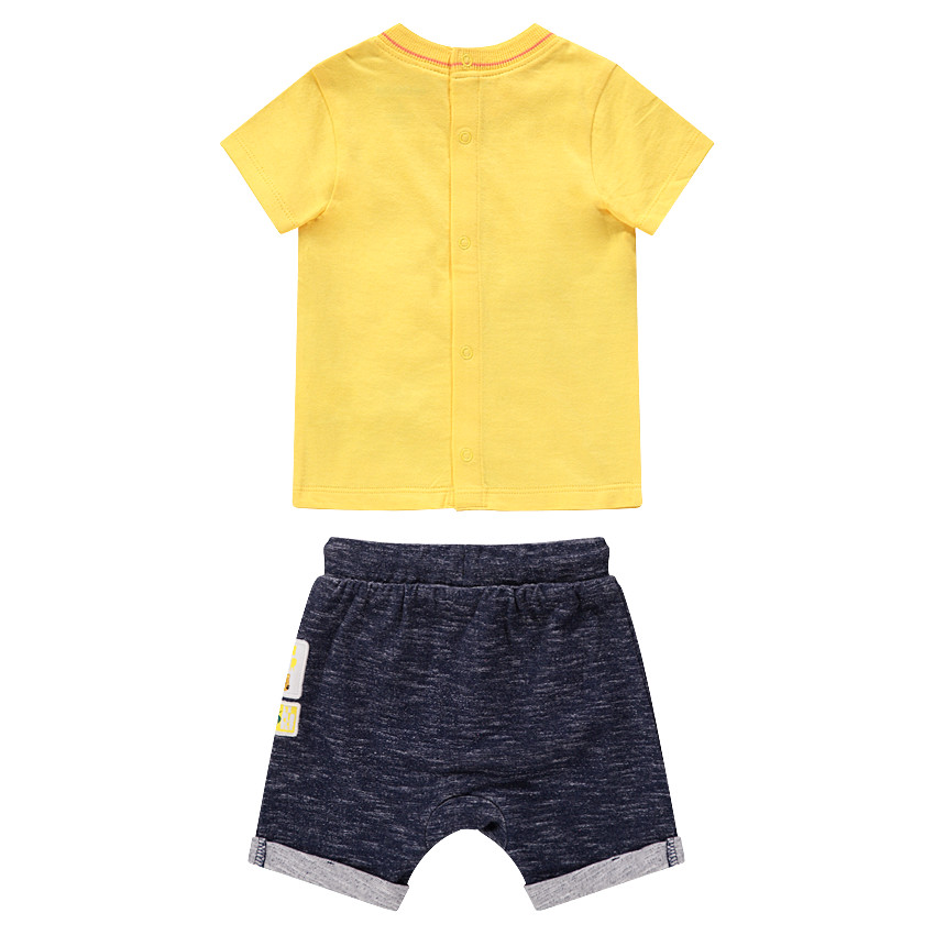 Ensemble avec t-shirt jaune print esprit jungle et bermuda à poche 