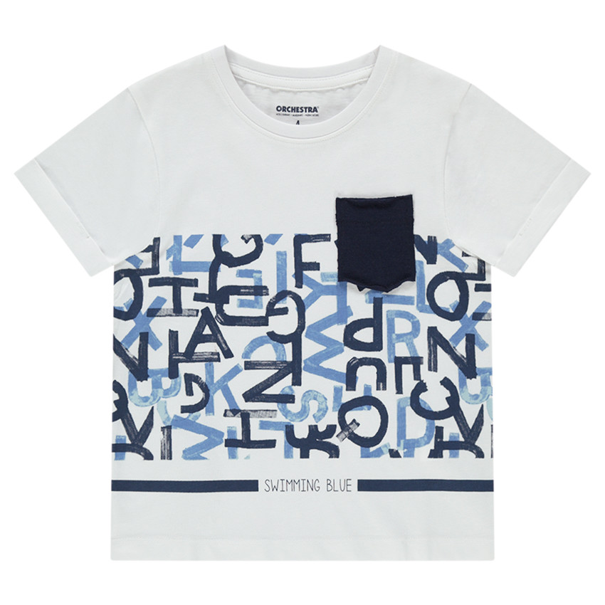 Tee-shirt manches courtes avec lettre printées et poche 