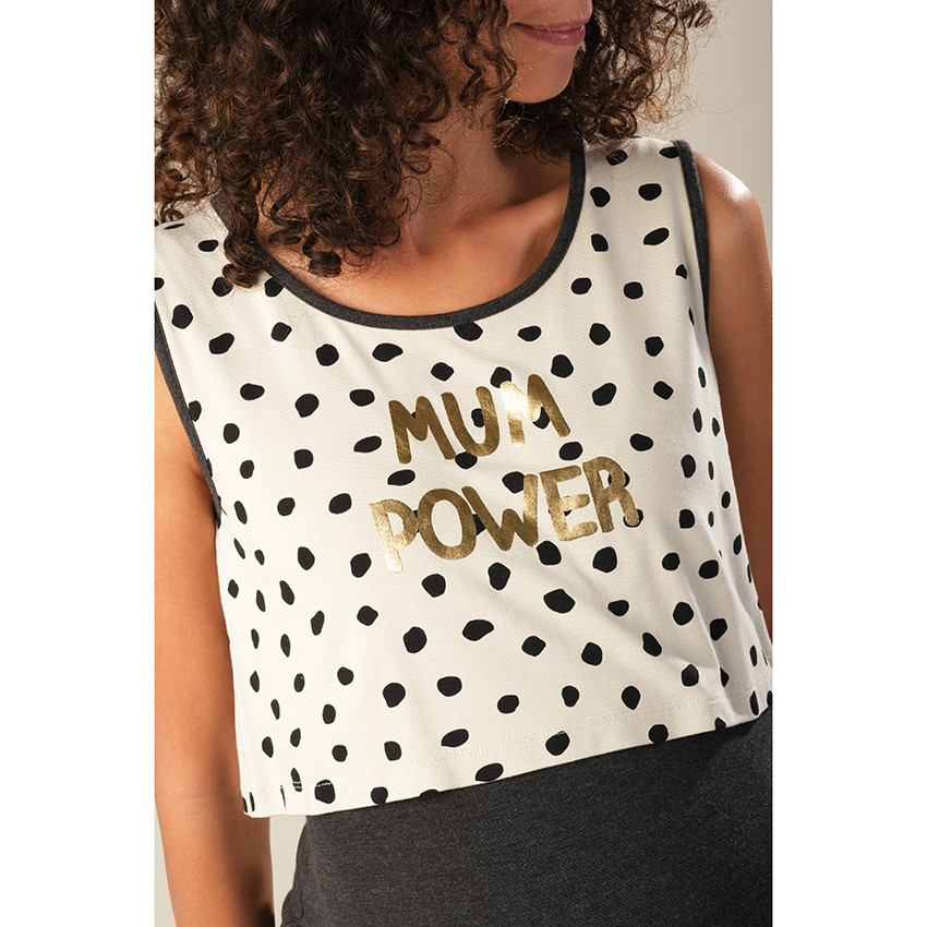 Chemise de nuit de grossesse à motifs et inscription dorée 