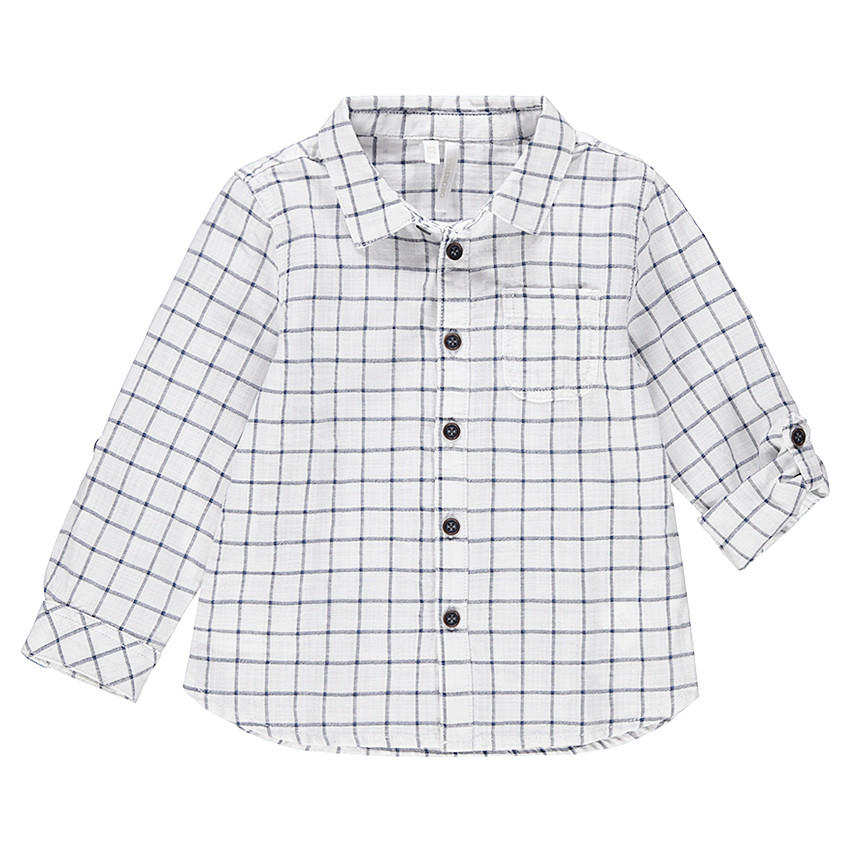 Chemise à petits carreaux all-over avec manches rétractables 