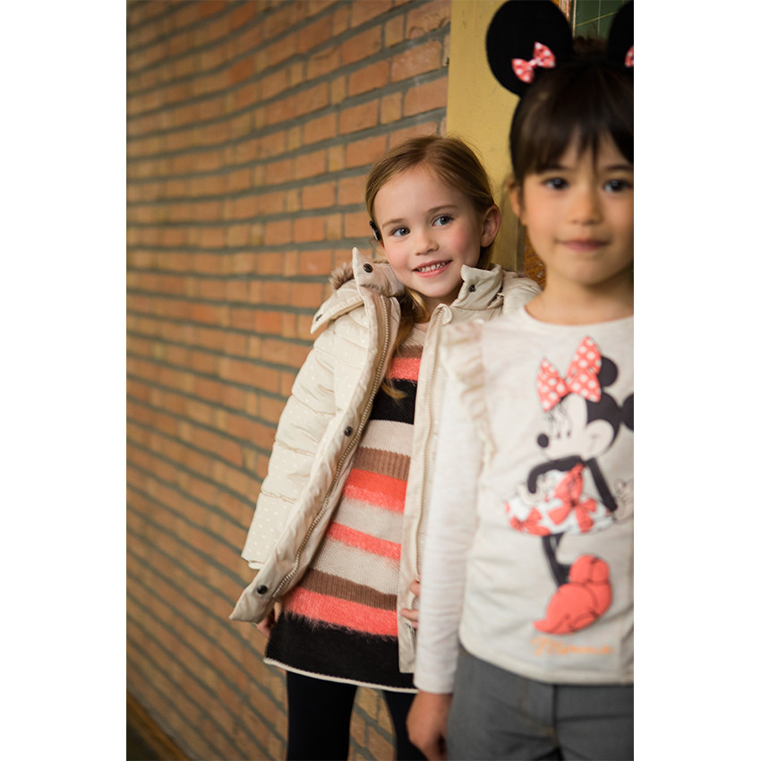 Robe manches en tricot fantaisie rayé 