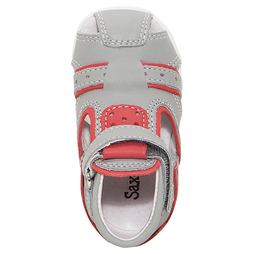 Nu-pieds en cuir à scratch avec empiècements contrastés 