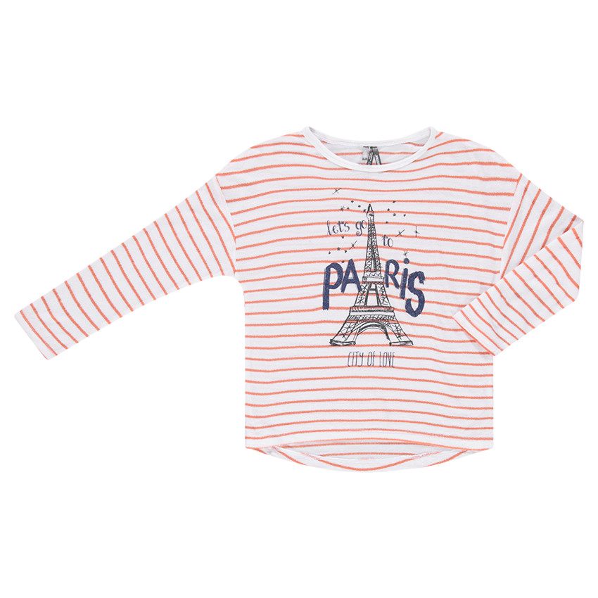 Tee-shirt manches longues style marinière avec print 