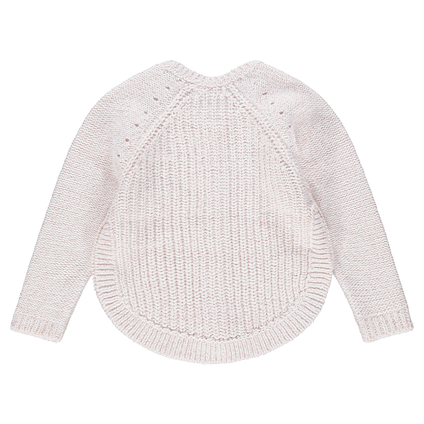 Gilet en tricot avec jeux de mailles et pans arrondis 