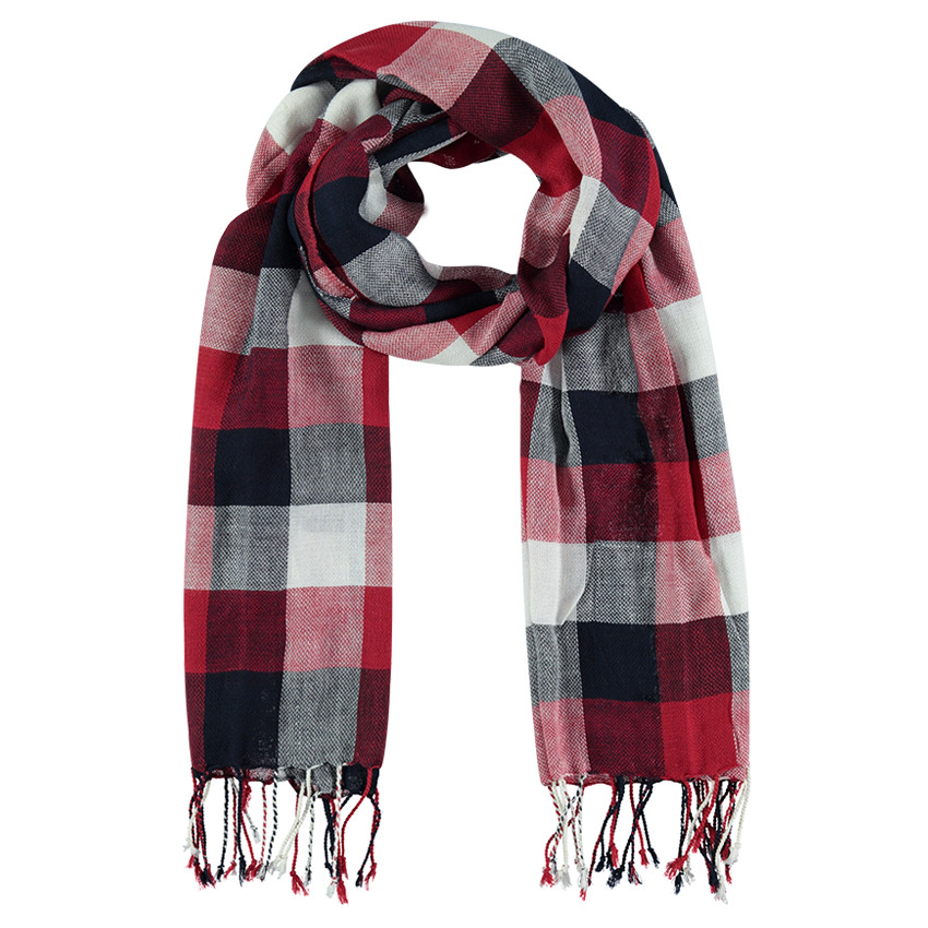 Chèche en viscose à carreaux contrastés 