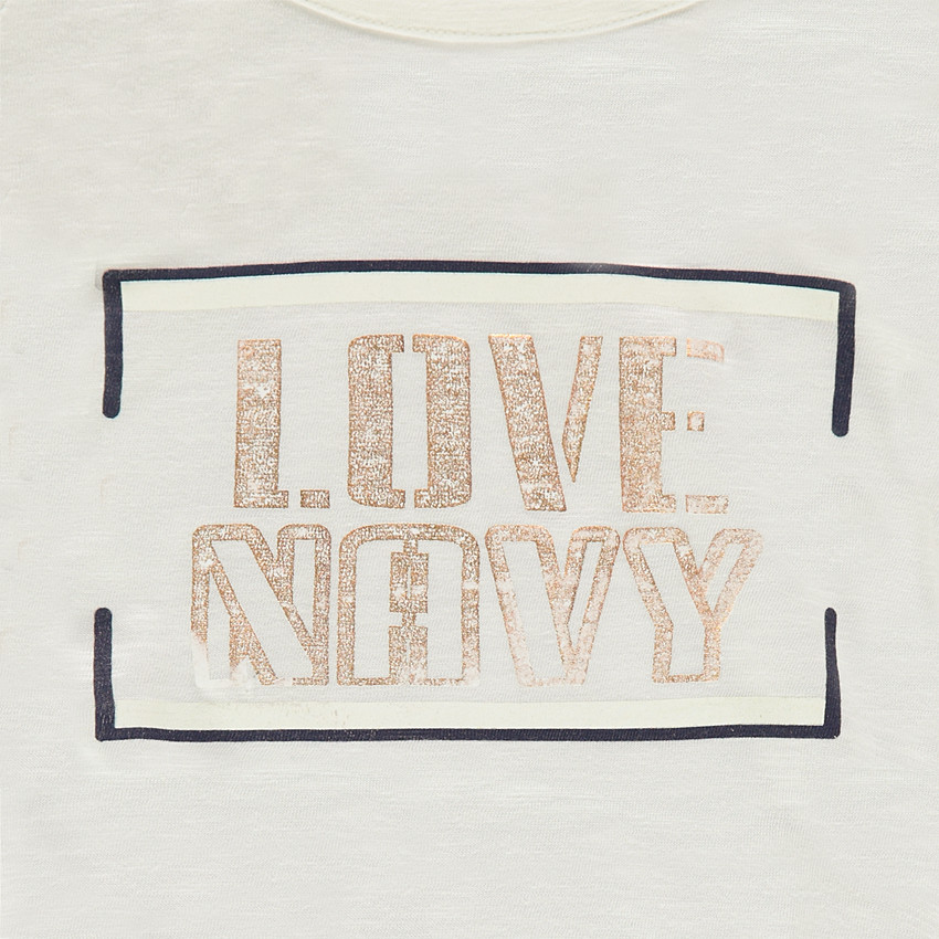 Junior - tee-shirt manches longues en jersey slub à bandes et texte printés 