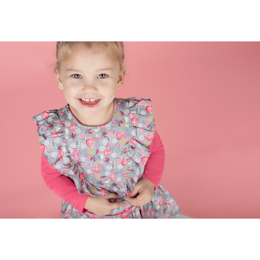 Robe manches courtes avec volants et feuilles all-over 