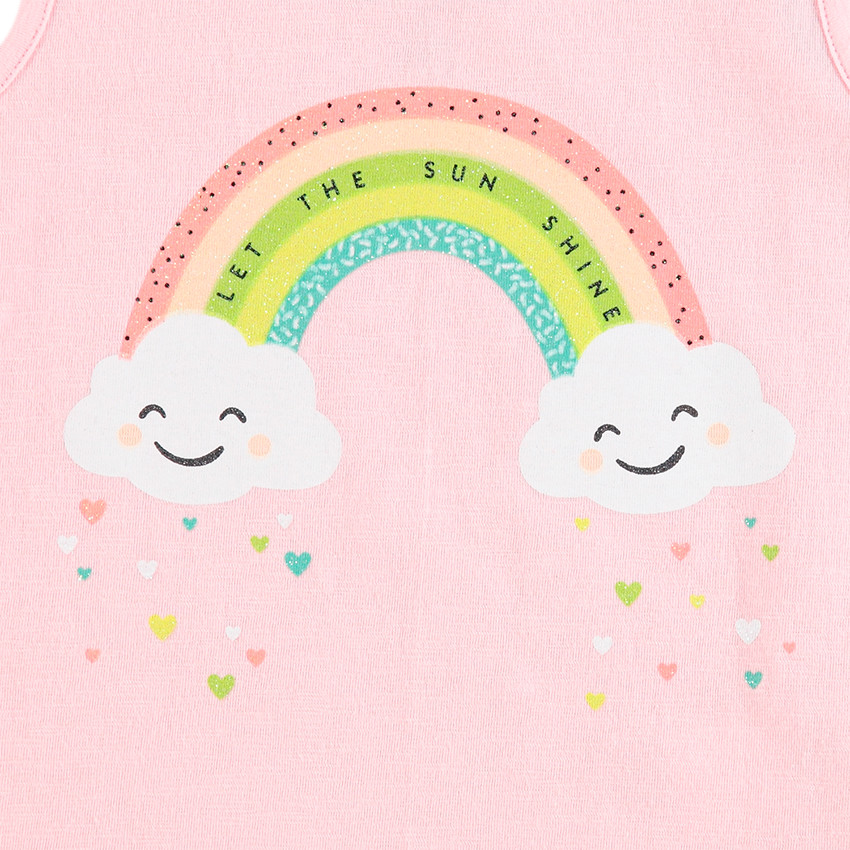 Débardeur en jersey uni avec noeuds et print fantaisie 