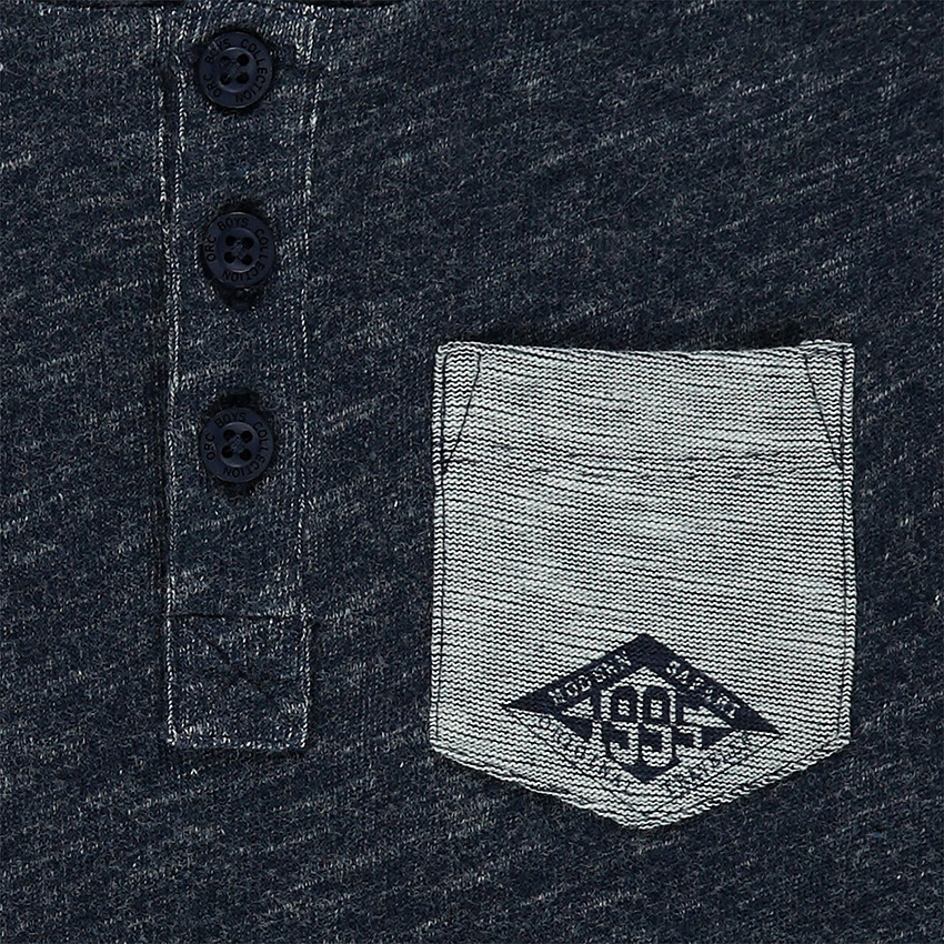 Tee-shirt manches longues en jersey chiné avec col tunisien 