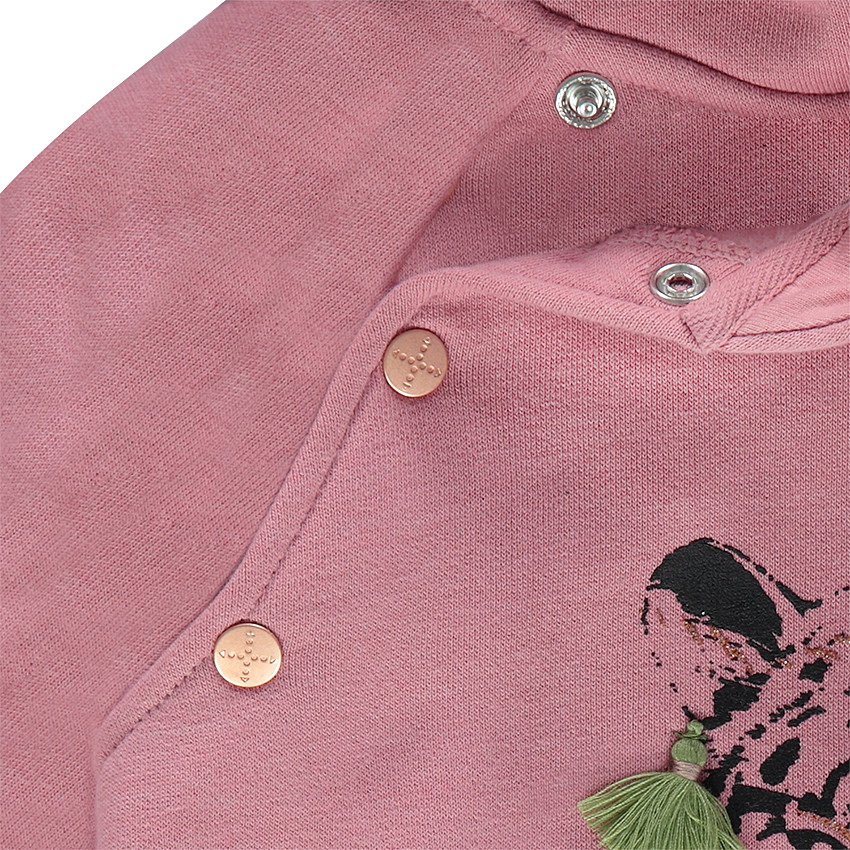 Sweat à capuche en molleton avec tigre printé et inscription brodée 