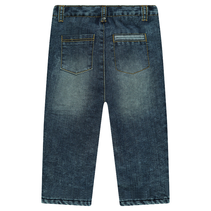 Jeans droit effet used doublé micropolaire 