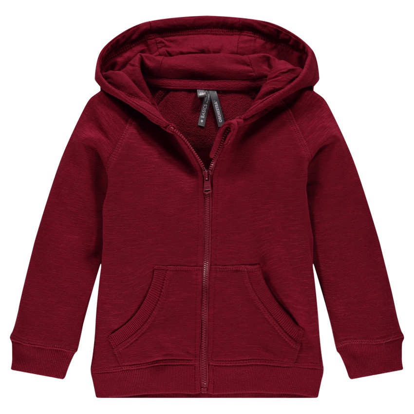 Gilet à capuche en molleton slub zippé 