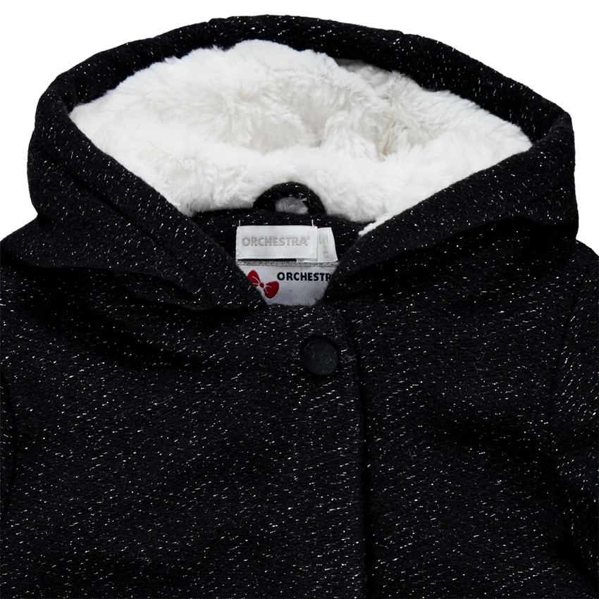 Manteau à capuche en drap de laine doublé sherpa 