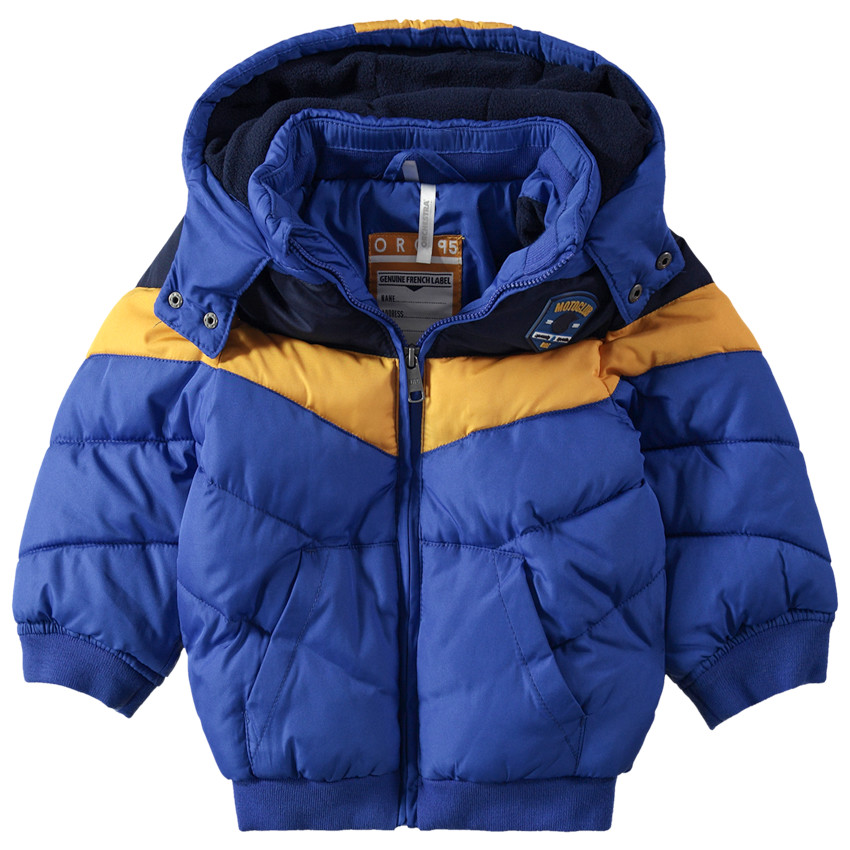 Doudoune matelassée doublée micropolaire à bandes contrastées 