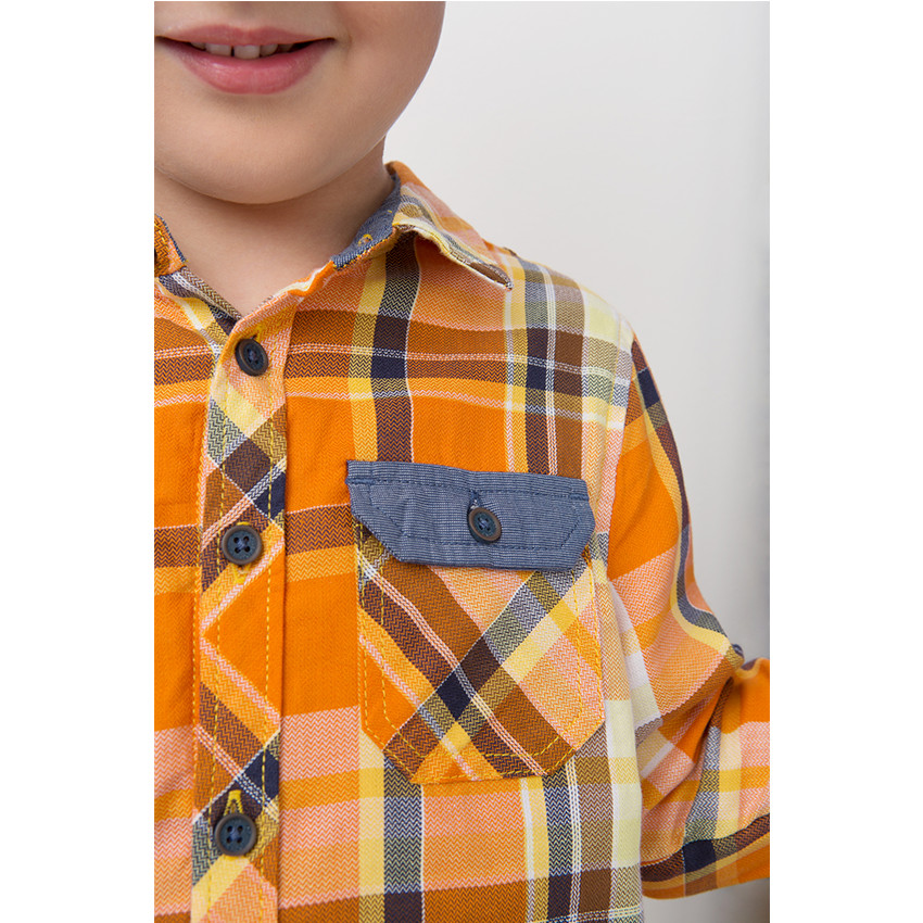 Chemise manches longues à carreaux contrastés 