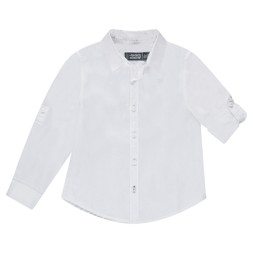 Chemise manches longues unie en coton 