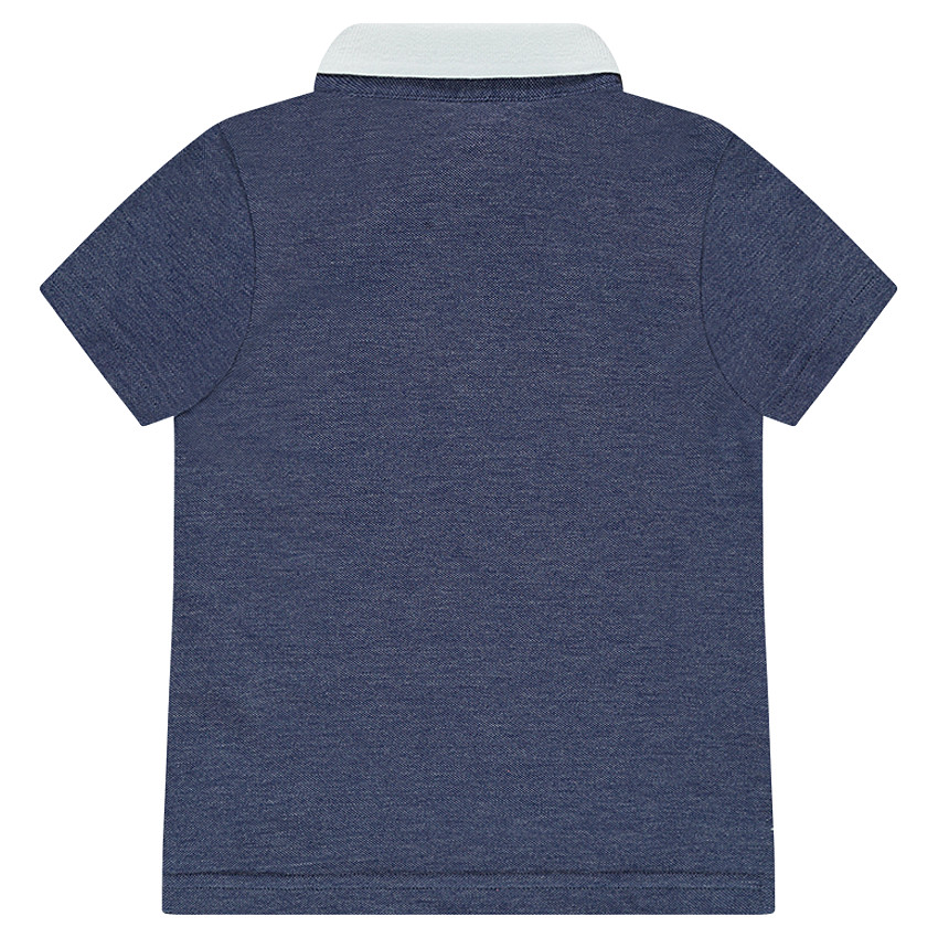 Polo manches courtes en jersey chiné avec col contrasté 