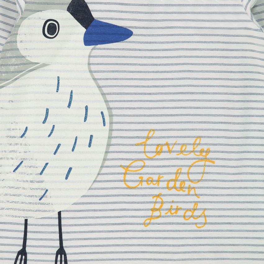 Sous-pull rayé col roulé avec print oiseau 