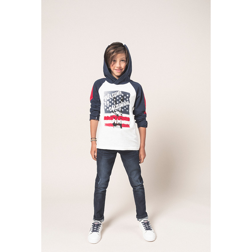 Junior - Jeans effet used et crinkle avec ceinture amovible 