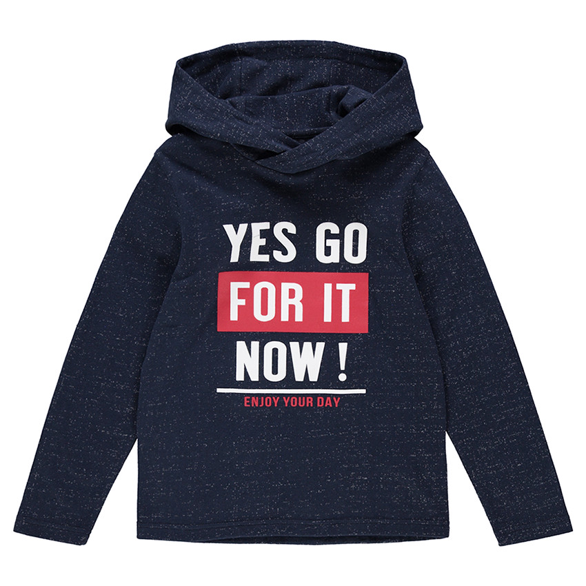 Junior - Tee-shirt manches longues en maille fantaisie avec message printé 