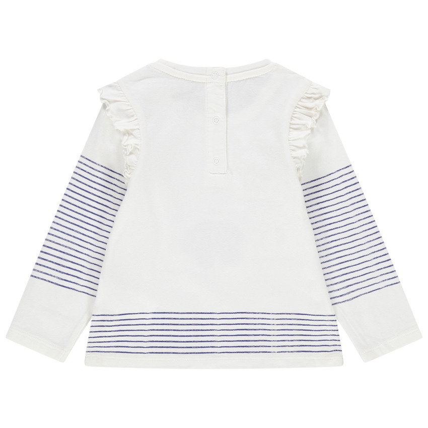 T-shirt manches longues en coton à danseuse brodée et rayures 