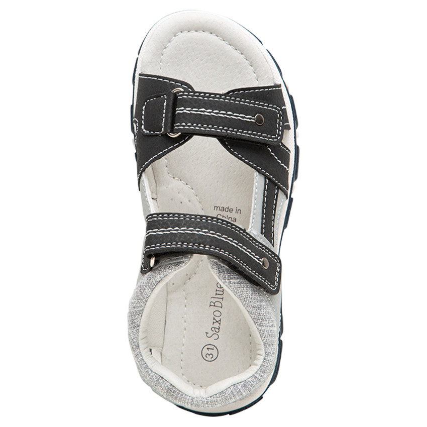 Nu-pieds bi-matière avec scratchs et semelle contrastée 