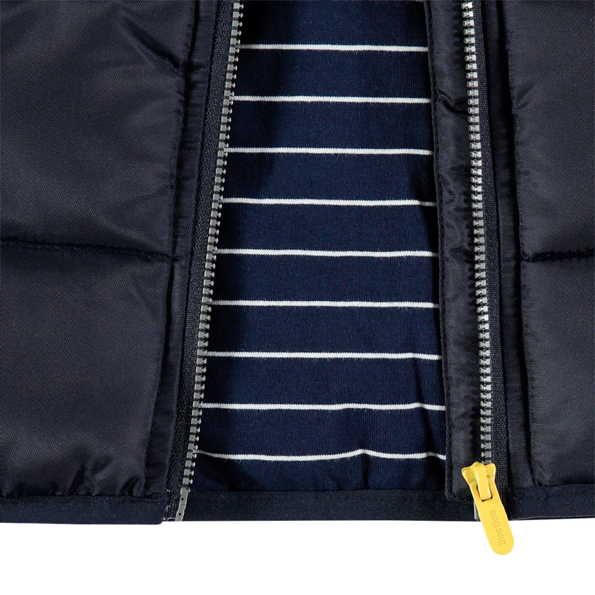 Doudoune matelassée doublée jersey à rayures et capuche amovible 