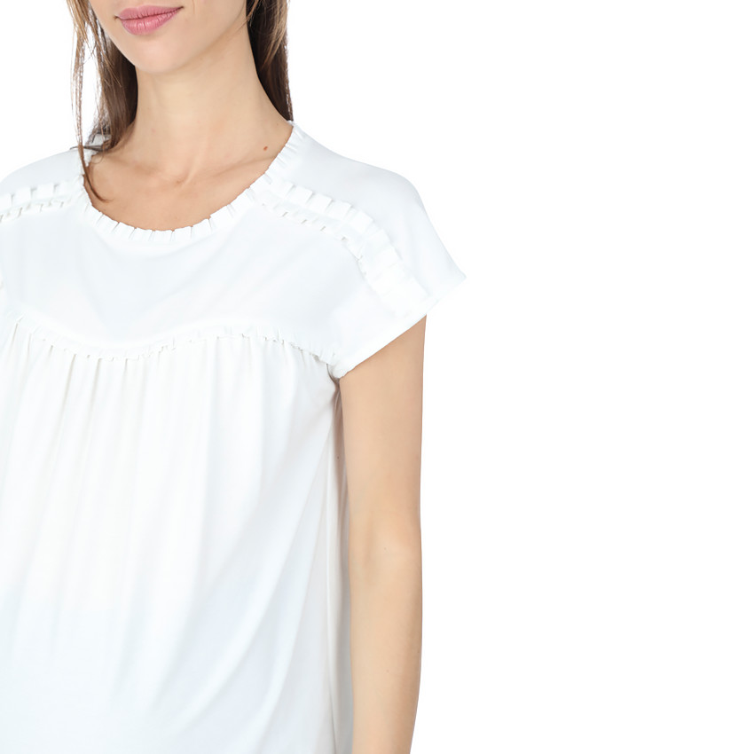 Tee-shirt manches courtes de grossesse avec fronces et jeu de plis 