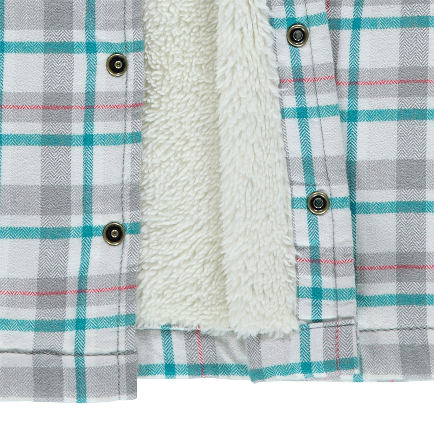 Surchemise en flanelle à carreaux doublée sherpa avec poche fantaisie 