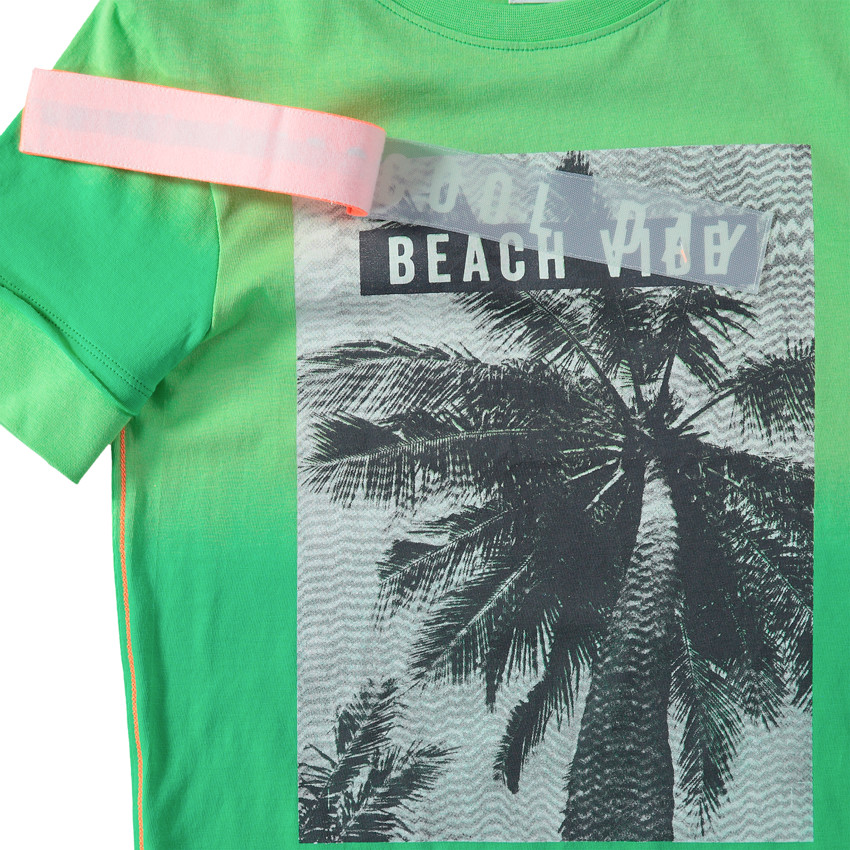 Junior - Tee-shirt manches courtes en jersey tie and dye avec palmiers printés 