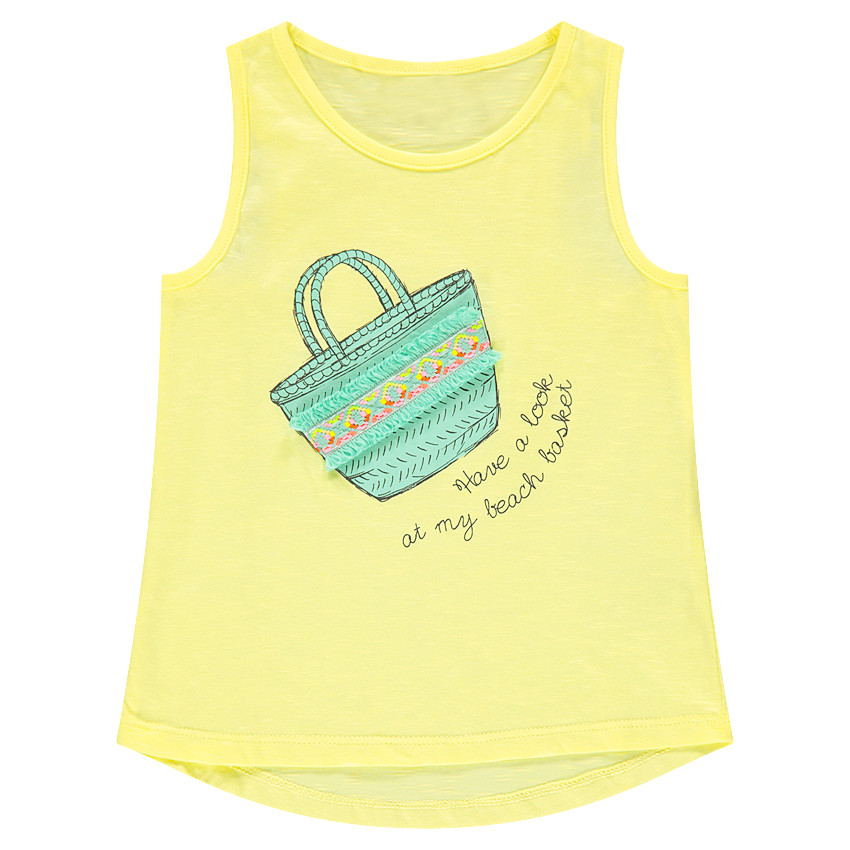 Débardeur en jersey avec panier printé et broderies 