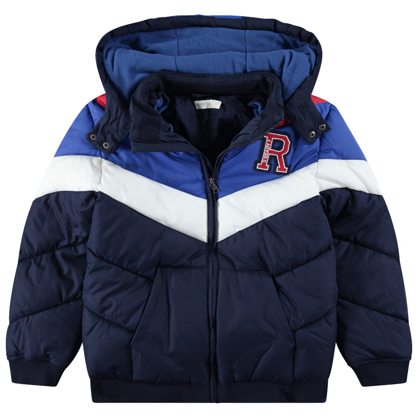 Junior - Doudoune matelassée à bandes contrastées doublée micropolaire 