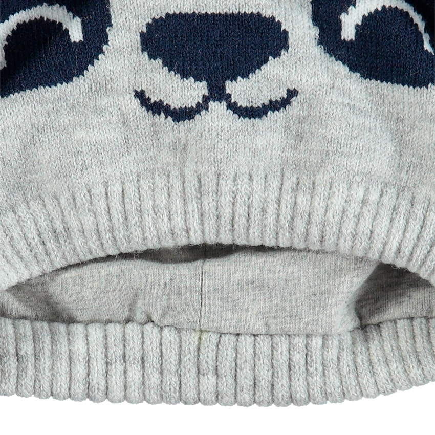 Bonnet en tricot doublé jersyea vec oreilles en relief 