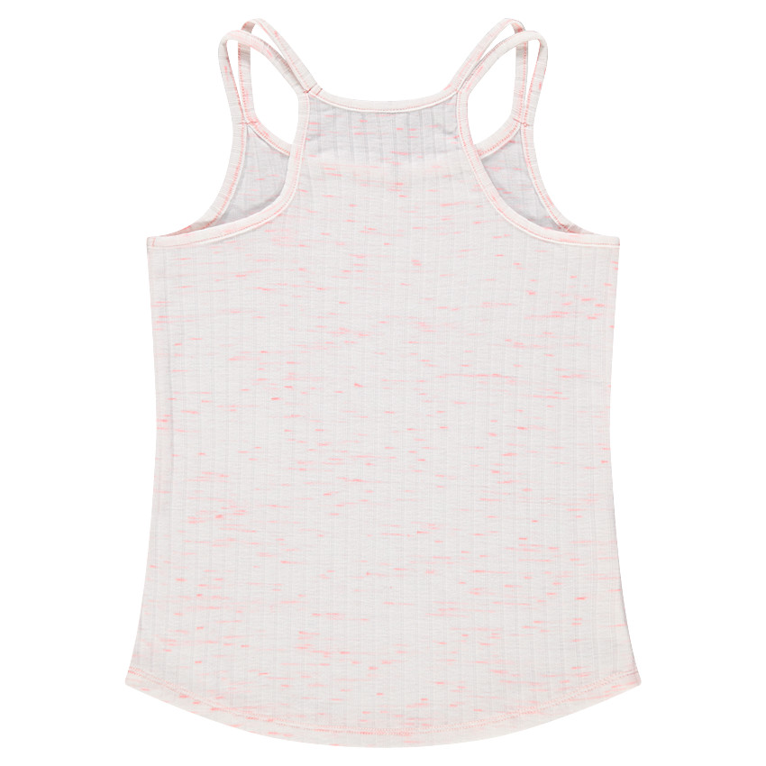 Débardeur côtelé en jersey slub avec coeur pailleté printé 