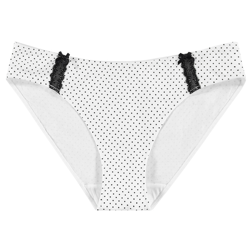 Culotte de grossesse imprimée pois avec dentelle 