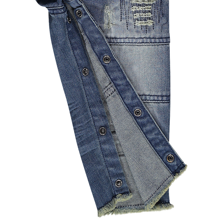 Salopette en molleton effet jeans avec lettre et hot dog patchés 