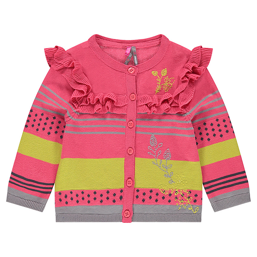 Gilet en tricot avec rayures contrastées et volants 