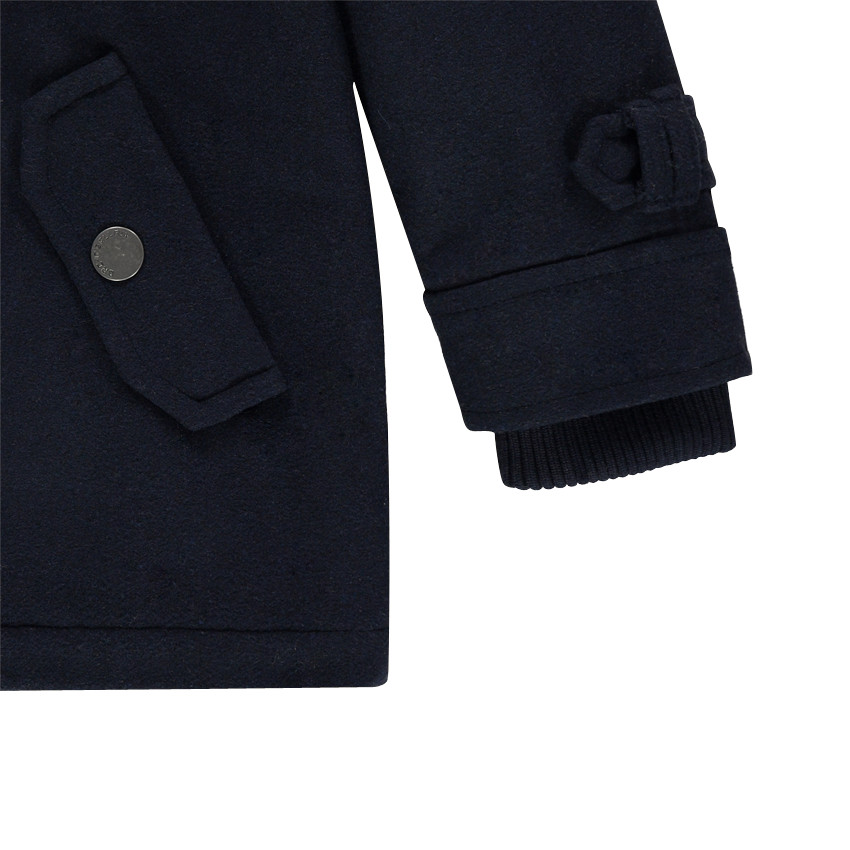 Duffle coat en drap de laine doublé flanelle avec capuche amovible 