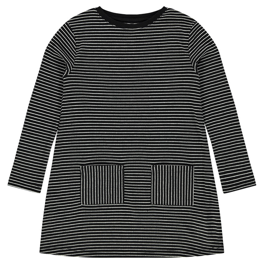 Robe manches longues rayée all-over à poches 