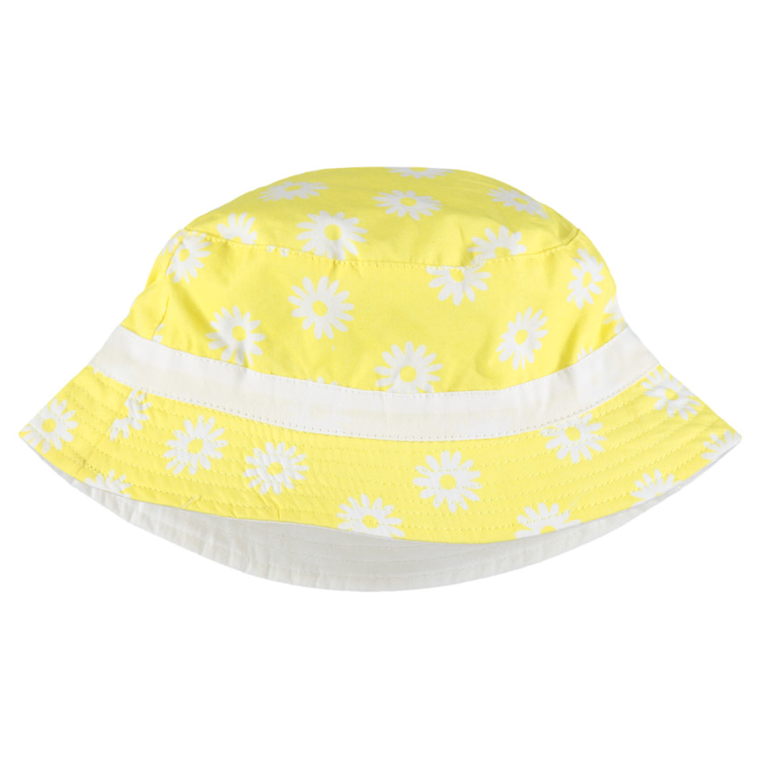 Bob réversible en coton rayé / uni à motif printé 