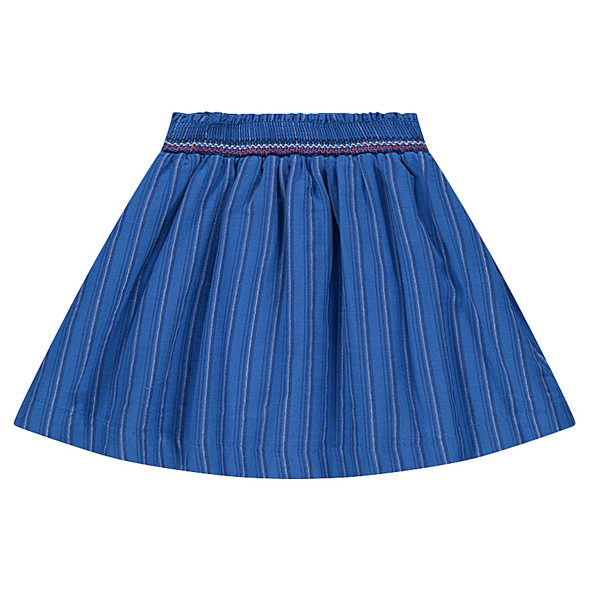 Jupe patineuse rayée avec pompons et broderies 