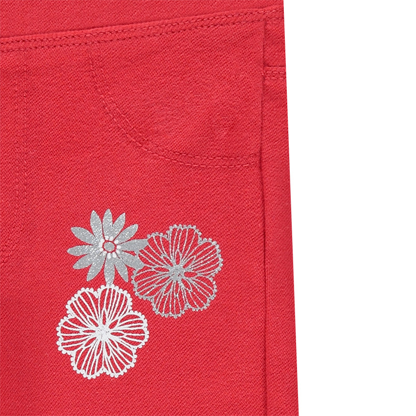 Legging en jersey rouge avec fleurs printées 