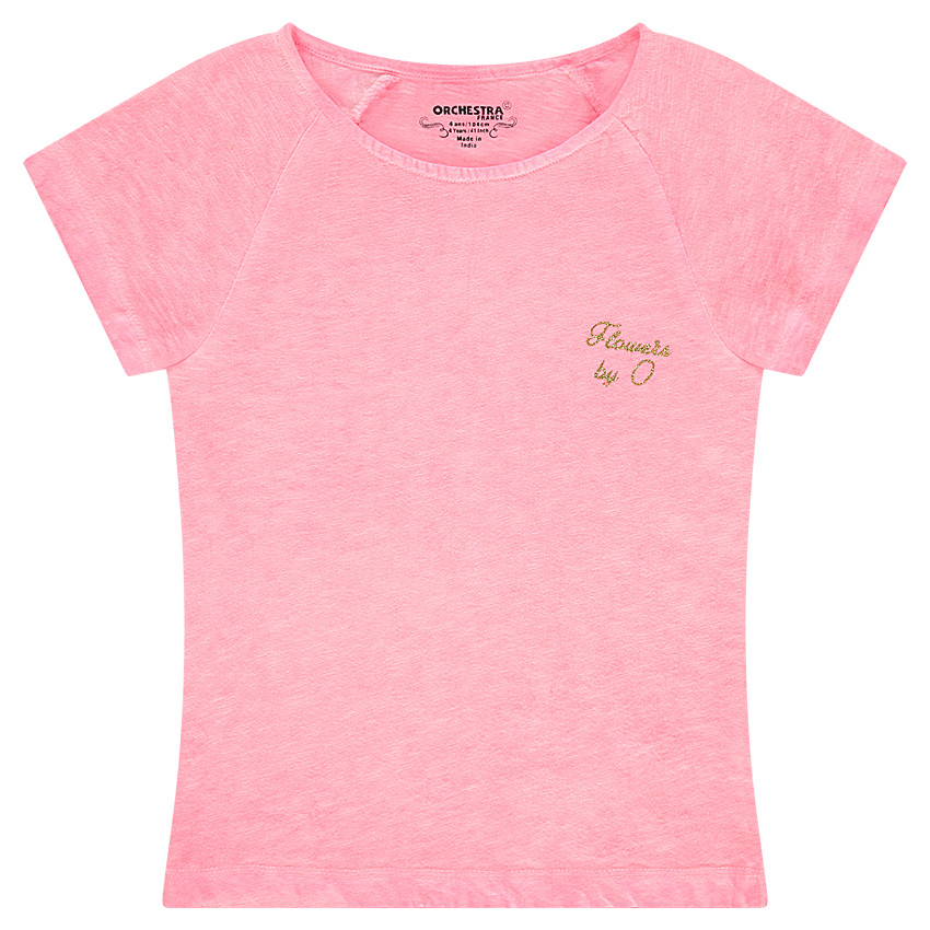 Tee-shirt manches courtes en jersey slub avec inscription dorée 