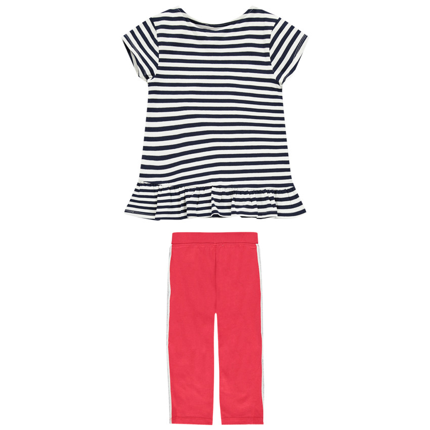 Ensemble avec tunique rayée motif cerises en sequins et legging à bandes 