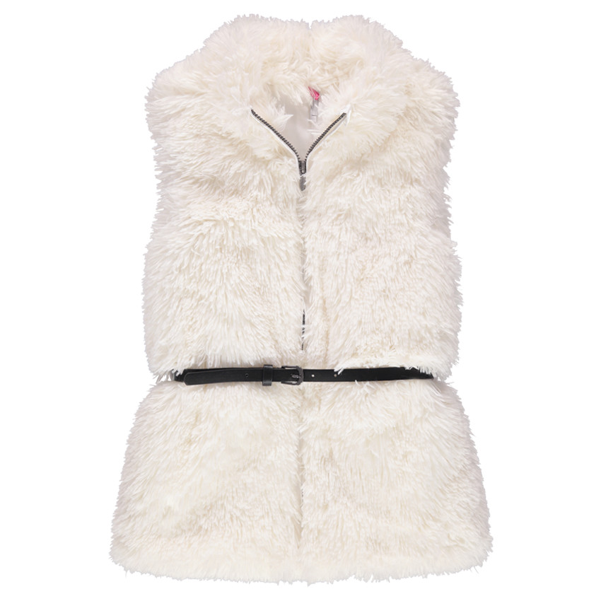 Junior - Gilet sans manches en fausse fourrure avec ceinture amovible 