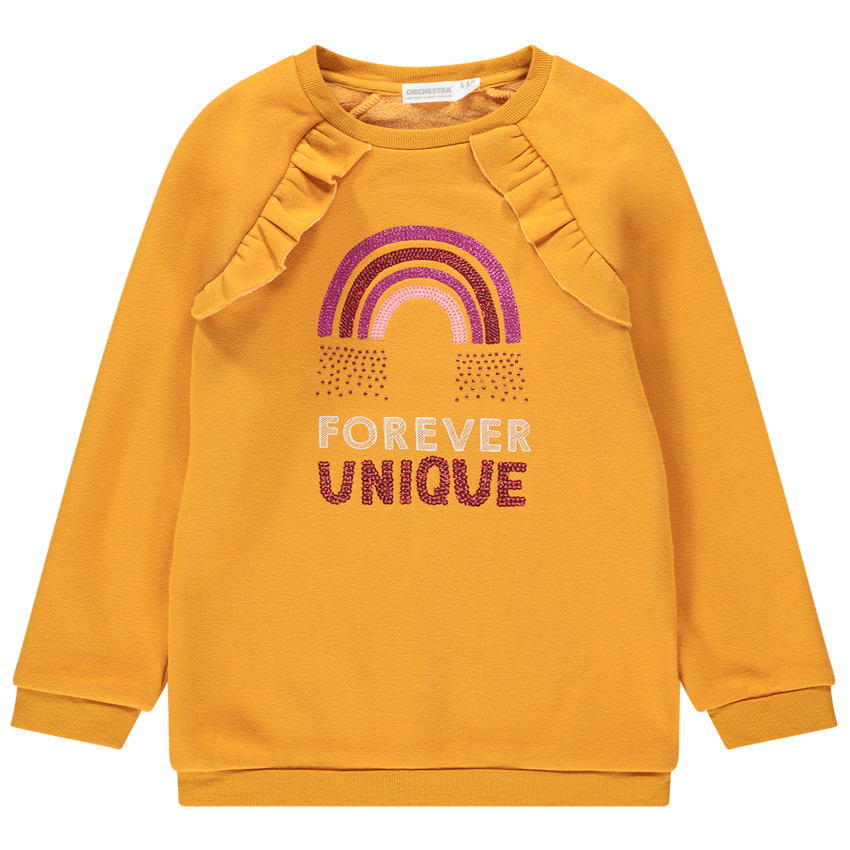 Sweat en molleton doublé sherpa avec arc-en-ciel en sequins 